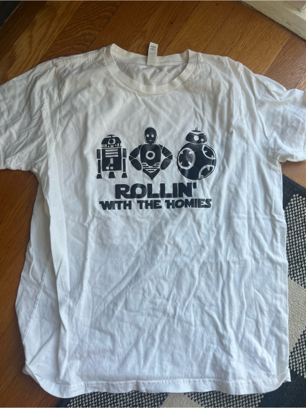 Next Level Apparel White Kids Star Wars Graphic Tee with Black Print